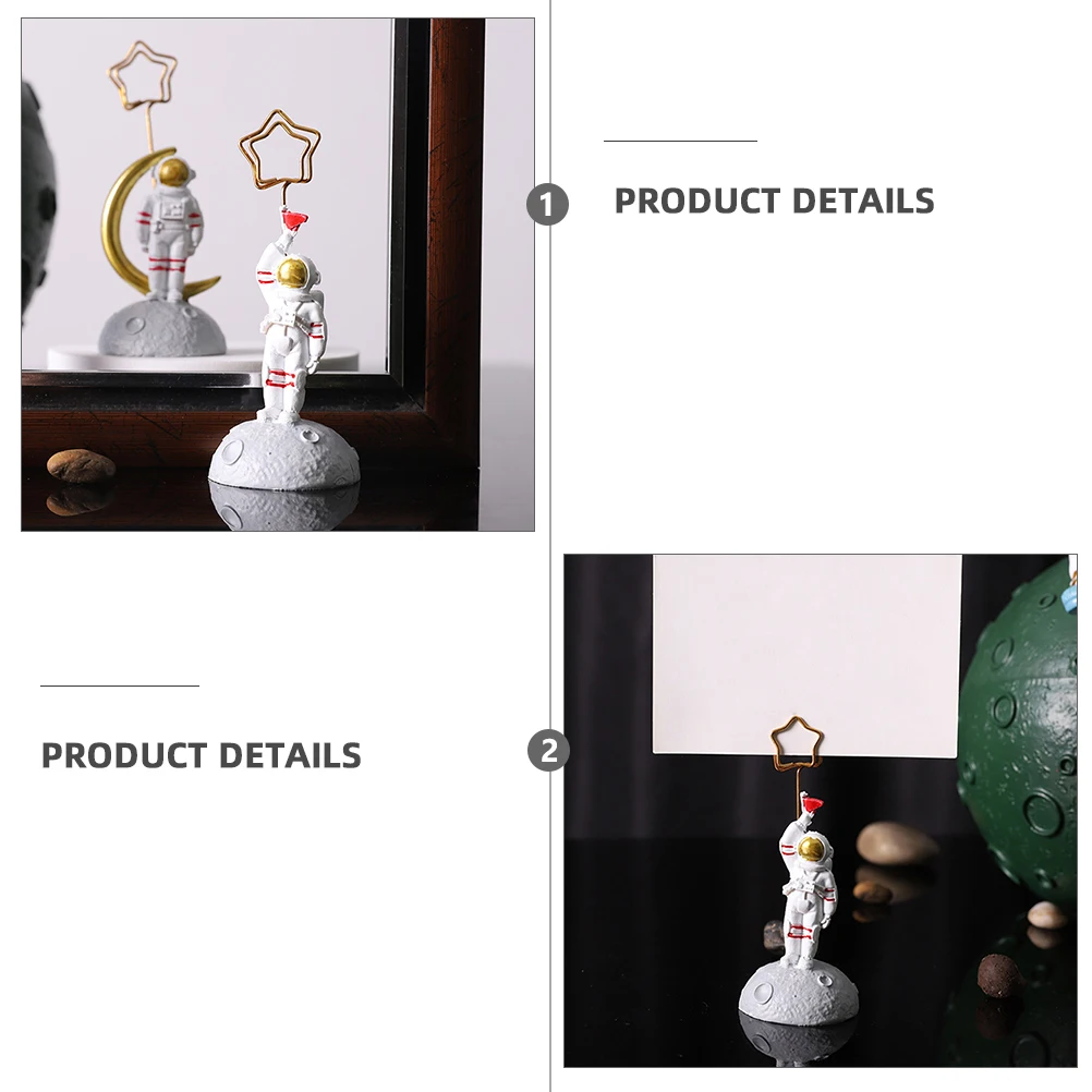 

2Pcs Astronaut Card Holder Creative Resin Desktop Ornament Spaceman Shape Adornment Home Office Decor Astronaut Shape Ornament