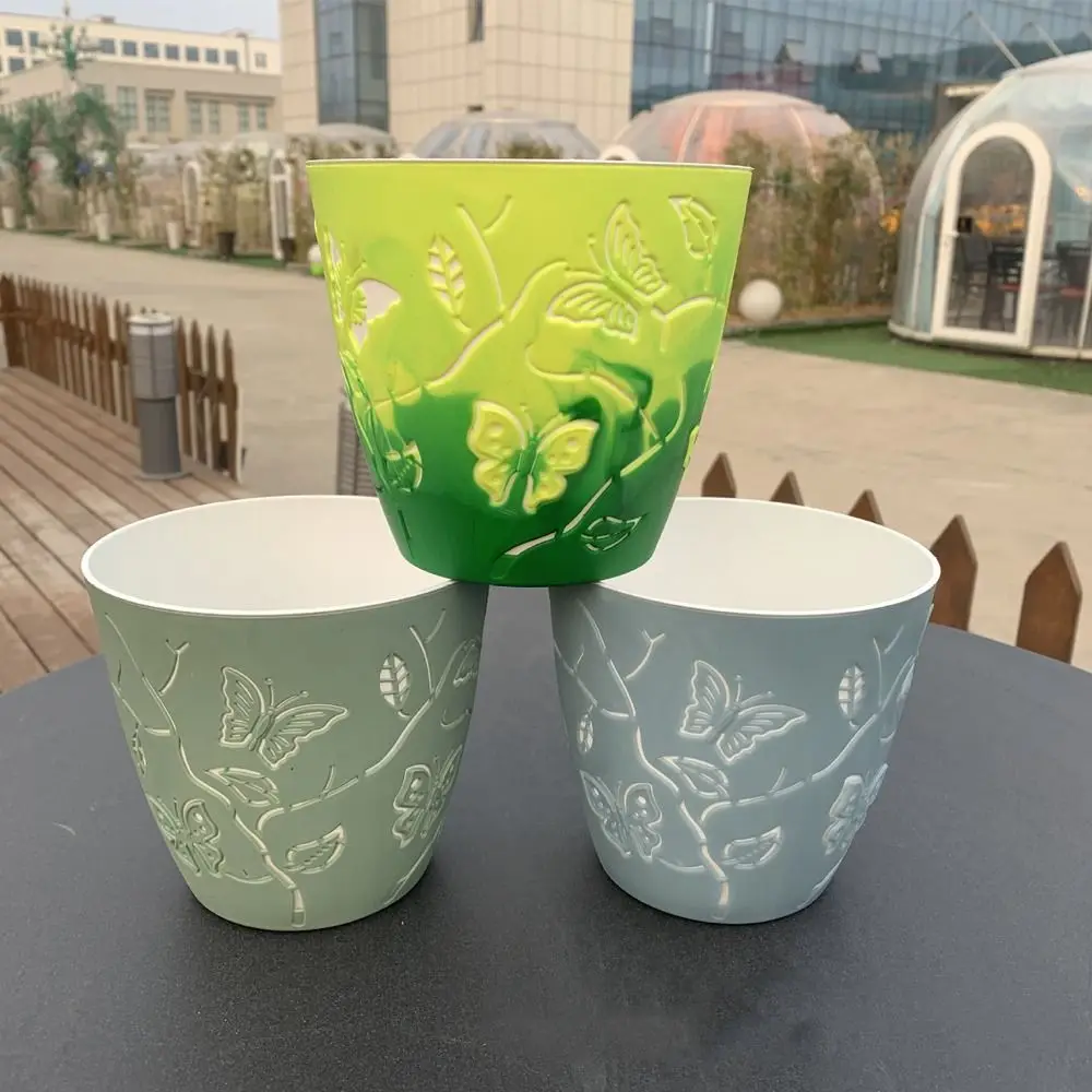 3D Cartoon Butterfly Relief Flowerpot Colored Plastic Succulent Flower Pot Self-suction Plant Planter Office