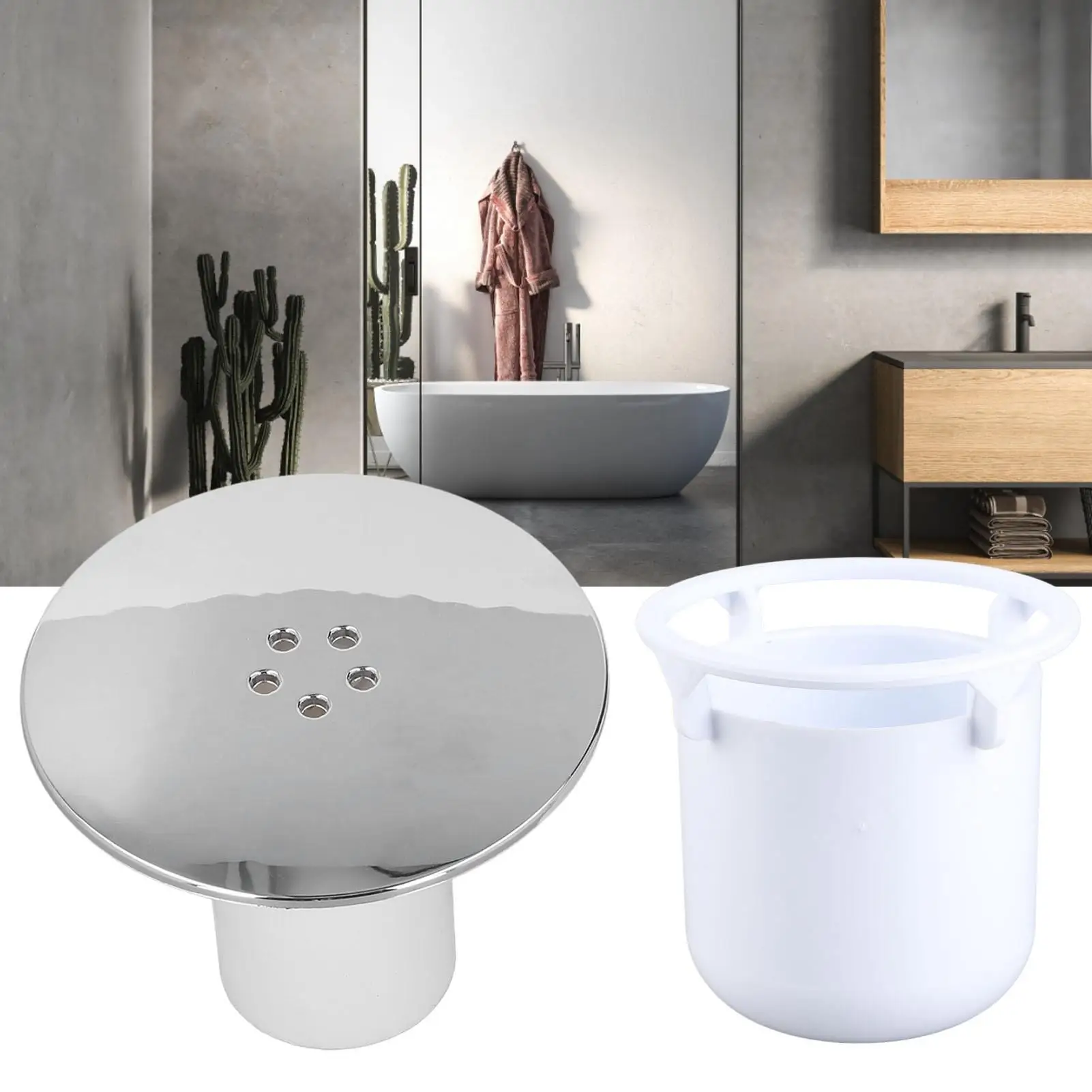 Chromate-Finished Bathroom Shower Drain  Plug - Replacement Waste Trap Tray for Easy Installation