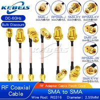 Cable de extensión de antena SMA a SMA, conector macho y hembra, piezas, adaptador macho, SMA-JK, RG316, RF, 1 SMA-JJ