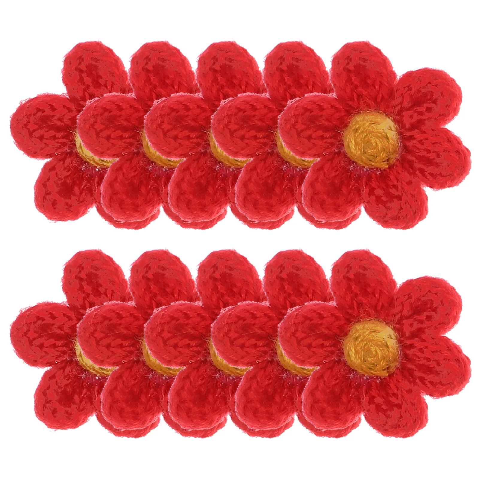 

10 Pcs DIY Accessories Yarn Flower Patch Floral Appliques Small Clothes Decorative Patches
