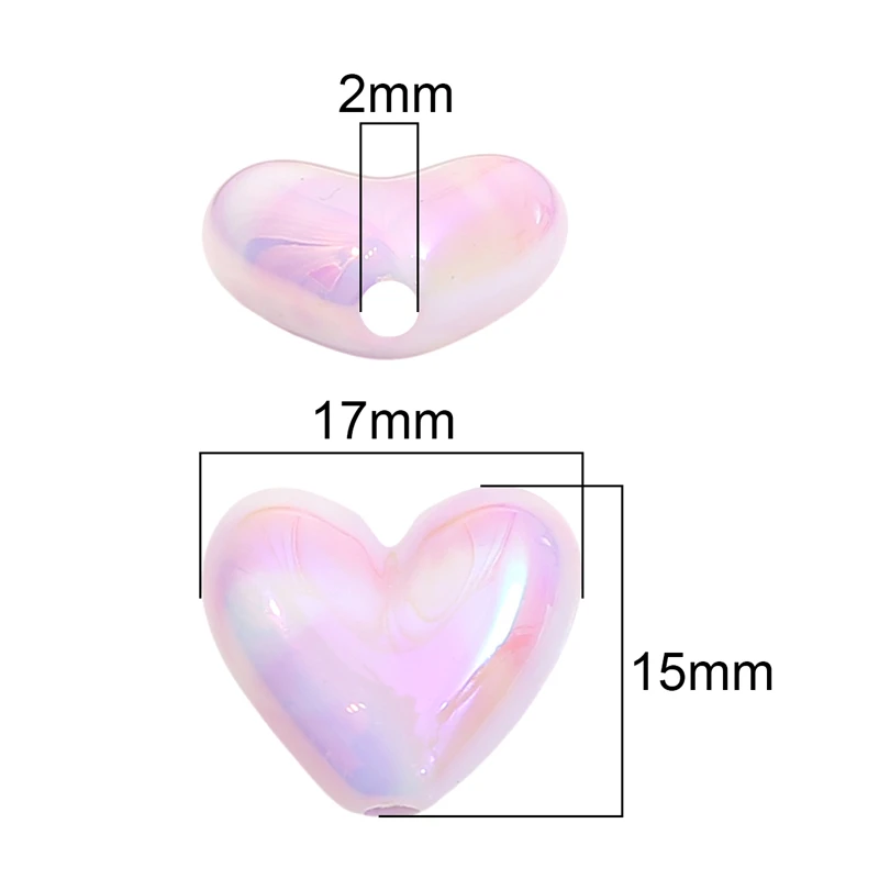 5pcs 17x15mm Colorful Acrylic Heart Beads Charms Loose Bead for Women Earring Bracelet Necklace DIY Jewelry Making Craft view 5