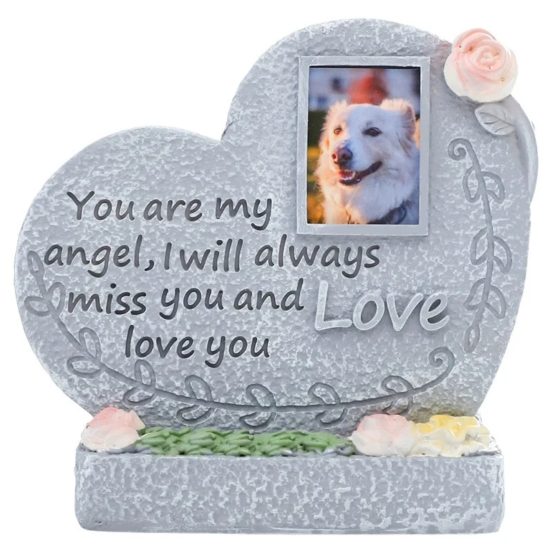 

Pet Cat Dog Funeral Ornament Resin Outdoor Garden Monument, Interior Space 4.5 x 3.5 x 10 cm, Photo Size 2.5 x 3.5 cm, Outdoor
