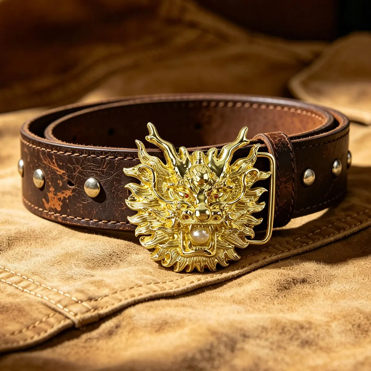 Retro Western Dragon Head Belt Buckle - Fashionable Leather Cowboy Accessory Classic Trend