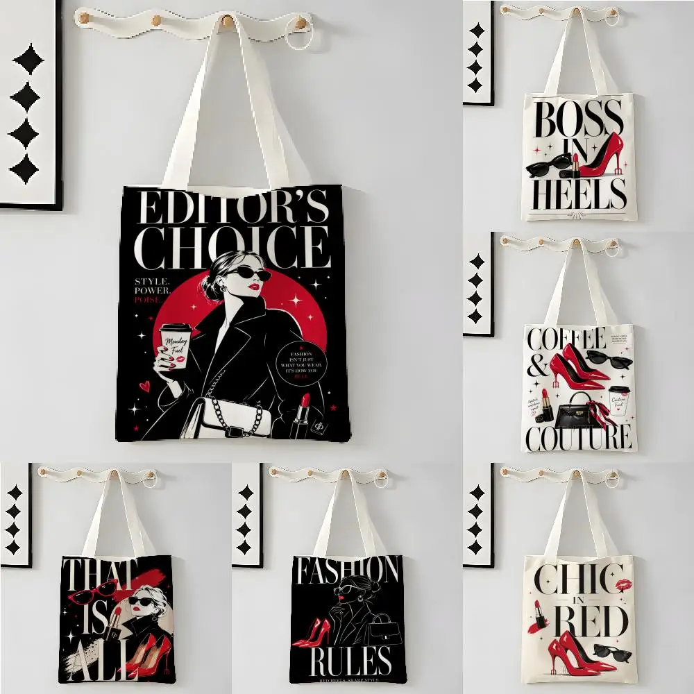 The Devil Wears P-Prada 2 Storage Bags Large Capacity Canvas Shoulder Bag Student Tutoring Print Handheld Tote Bag
