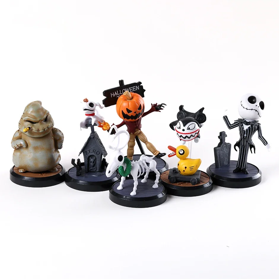 6pcs/set The Nightmare Before Christmas Oogie Boogie Pumpkin King Jack Vampire Teddy Figure Models Desktop Ornaments Toys Gift