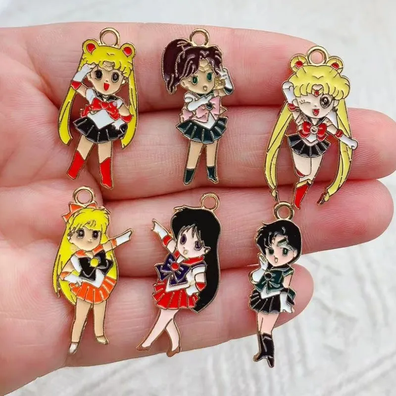 10pcs Enamel Cartoon Girl Charm for Jewelry Making Bulk Kawaii Anime Earring Pendant Necklace Accessories Diy Craft Supplies