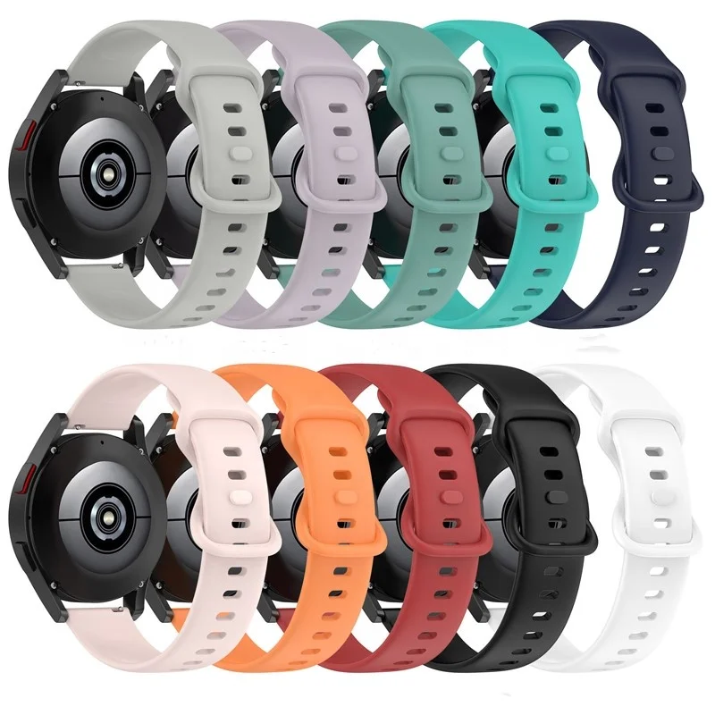 

20/22MM Solid Color Sport Bracelet Silicone Watch Band For Samsung Galaxy Watch 5 Replacement Strap