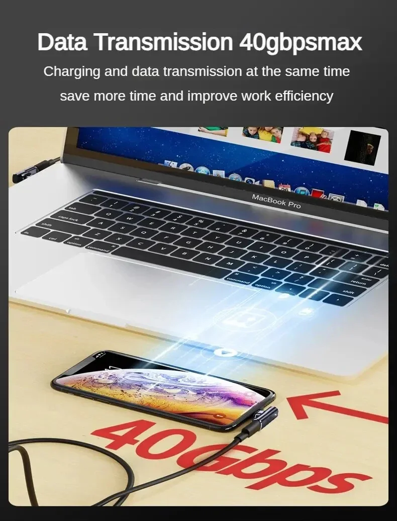 USB4.0 Thunderbolt3 Magnetic Adapter USB C To Type C 40Gbps 100W Fast Charging Magnet Converter Cable 8K@60Hz USB Type C Adapter