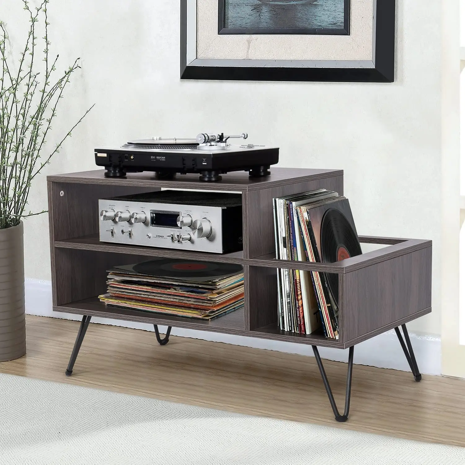 Vinyl record storage cabinet metal legs can hold 100 record cabinets