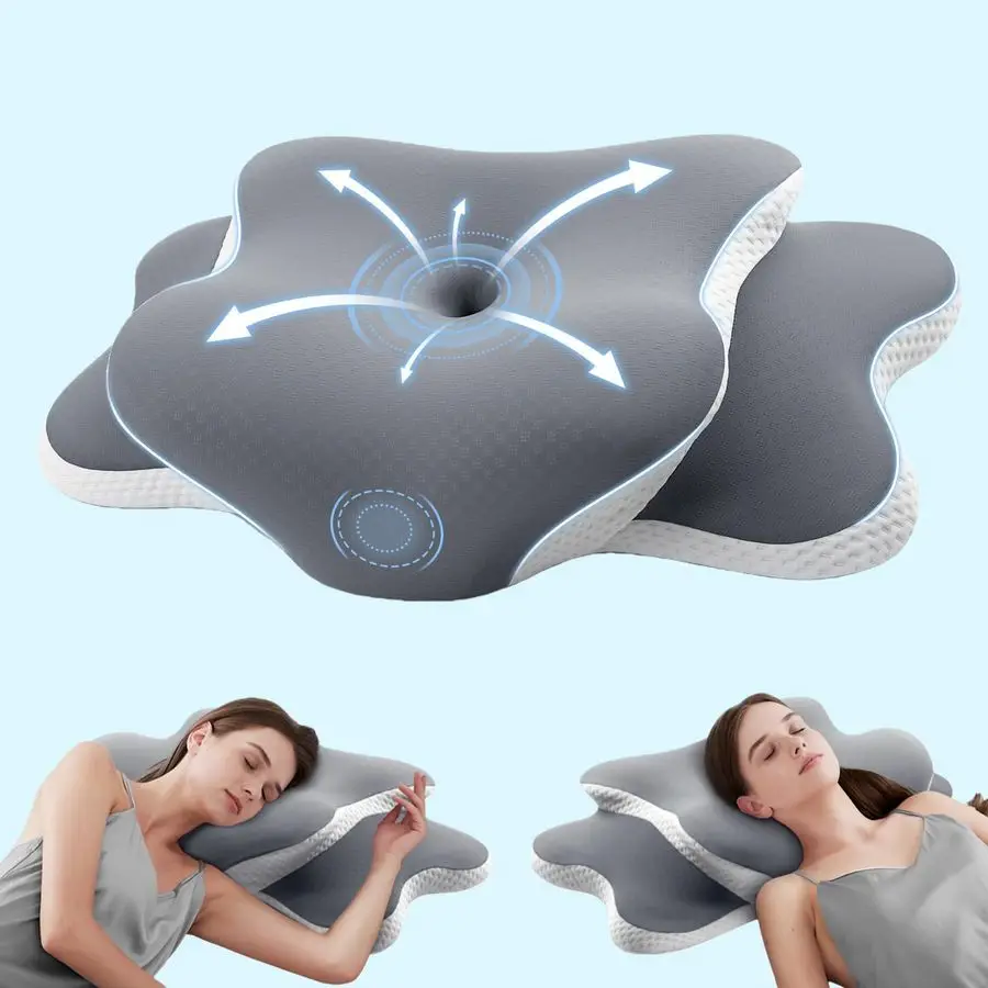 

Cervical Neck Pillow for Sleeping, Odorless Memory Foam Pillows amp Soft Silk Cover, Ergonomic Orthopedic Pillow for Side Back S