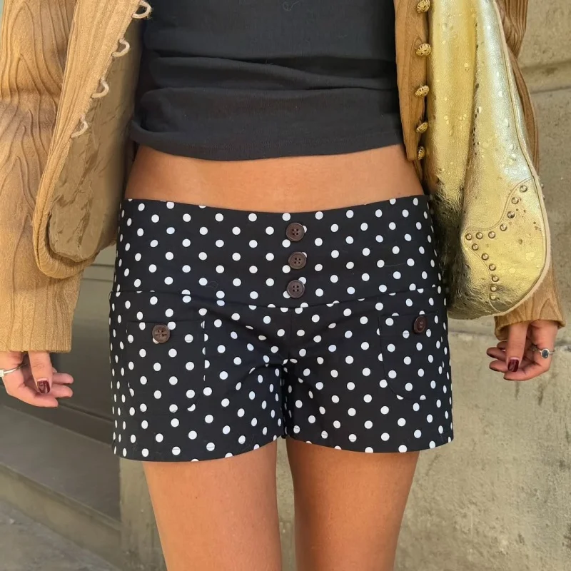النساء Y2k البولكا نقطة السراويل المطبوعة لطيف منخفضة الارتفاع سراويل بوكسر لطيف صالة السراويل قيعان مريح النوم السراويل الشارع الشهير #2