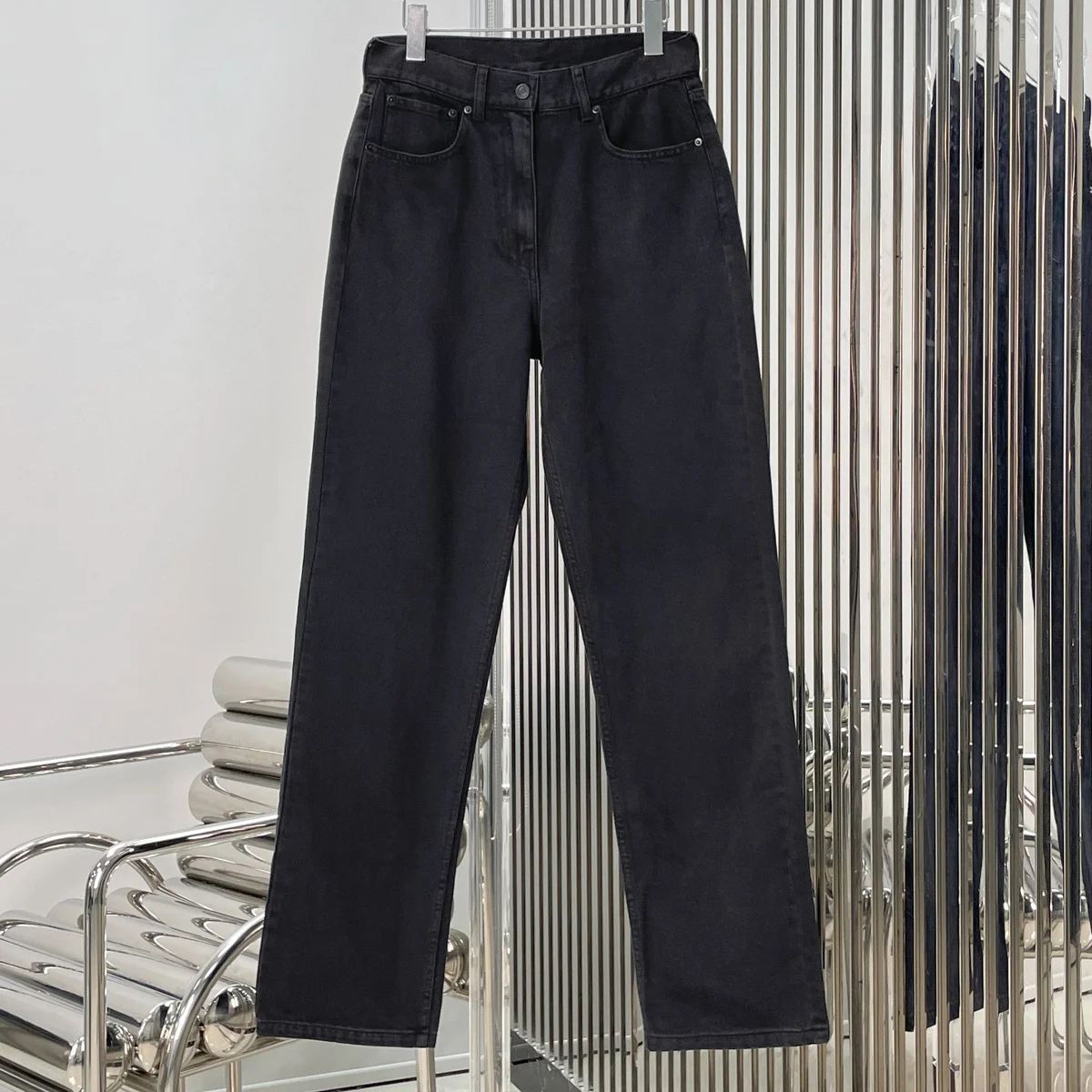 High Quality Women Black Straight Leg Jeans Classic Five Pockets Casual Daily Commute Denim Pants lyt127519