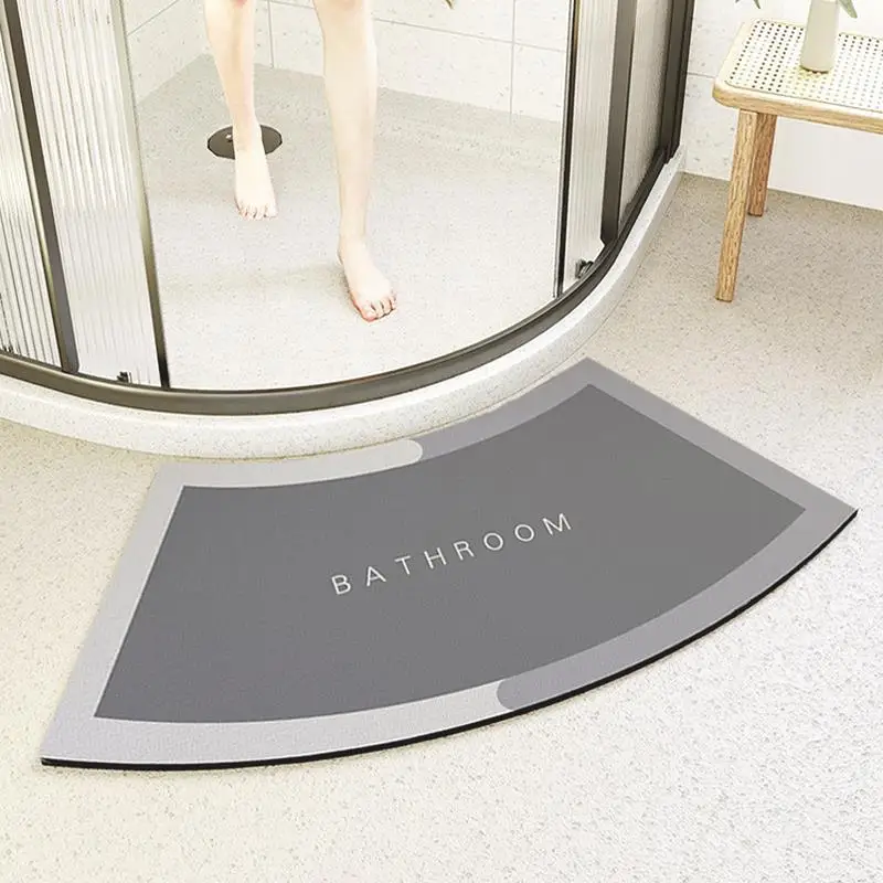 Diatom mud absorbent mat curved fan-shaped bathroom floor mat bathroom door shower room non-slip foot mat quick-drying door mat