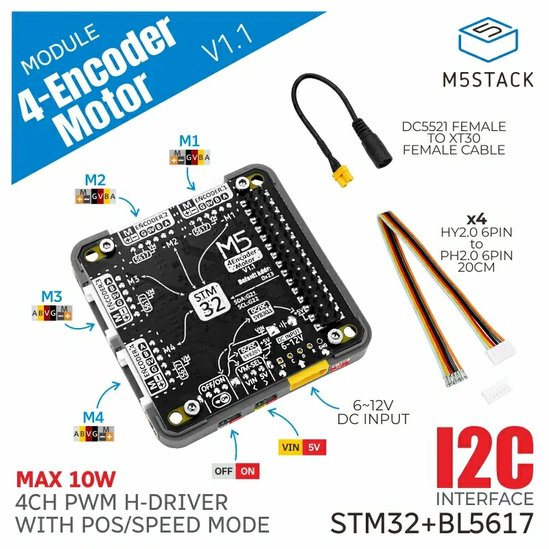M5Stack Official 4-Channel Encoder Motor Driver Module (STM32F030) v1.1