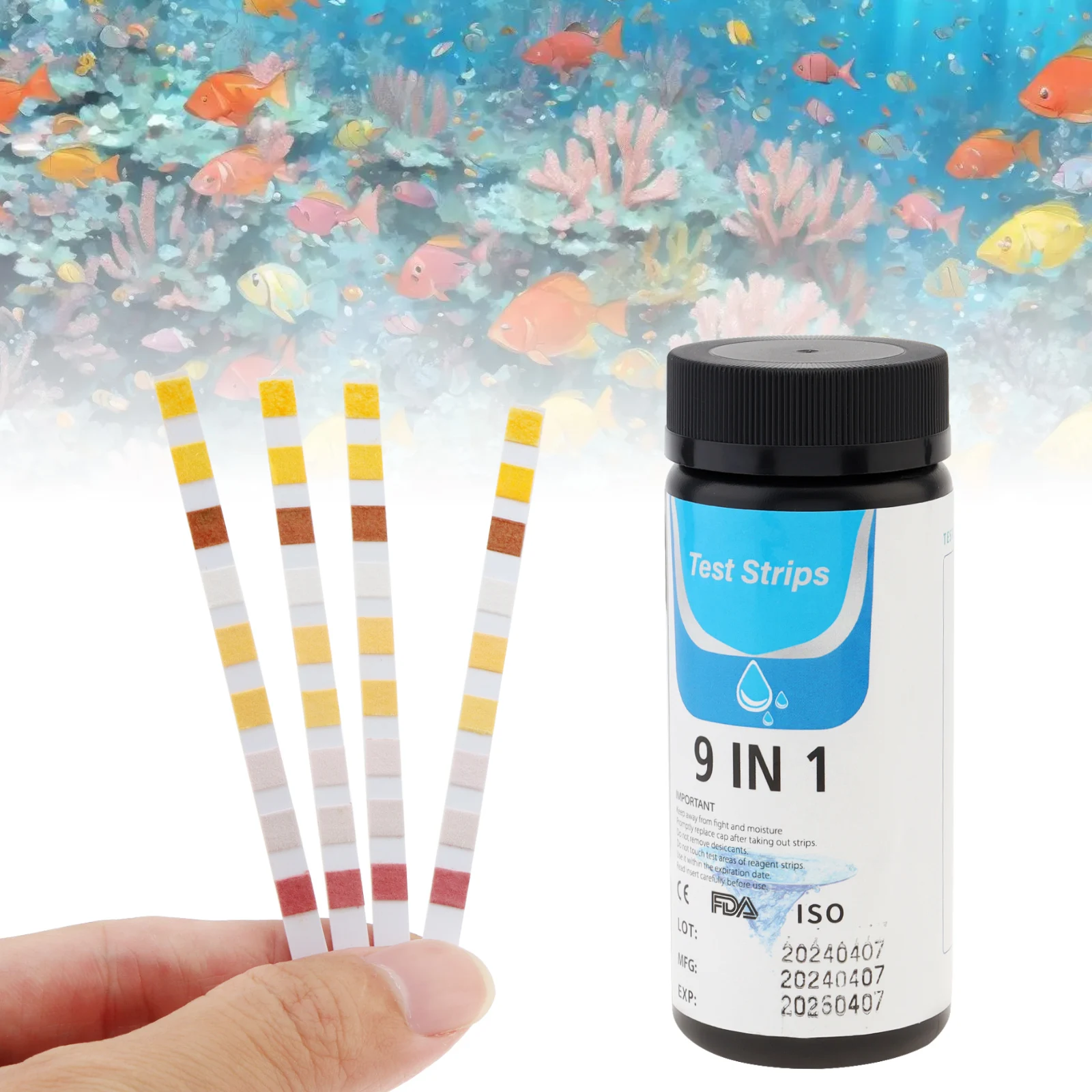 Spa and Hot Tub Testing Strips Kit Alkaline / PH / Hardness / Iron / Copper / Nitrate / Nitrite / Fluoride Pool Test Strips