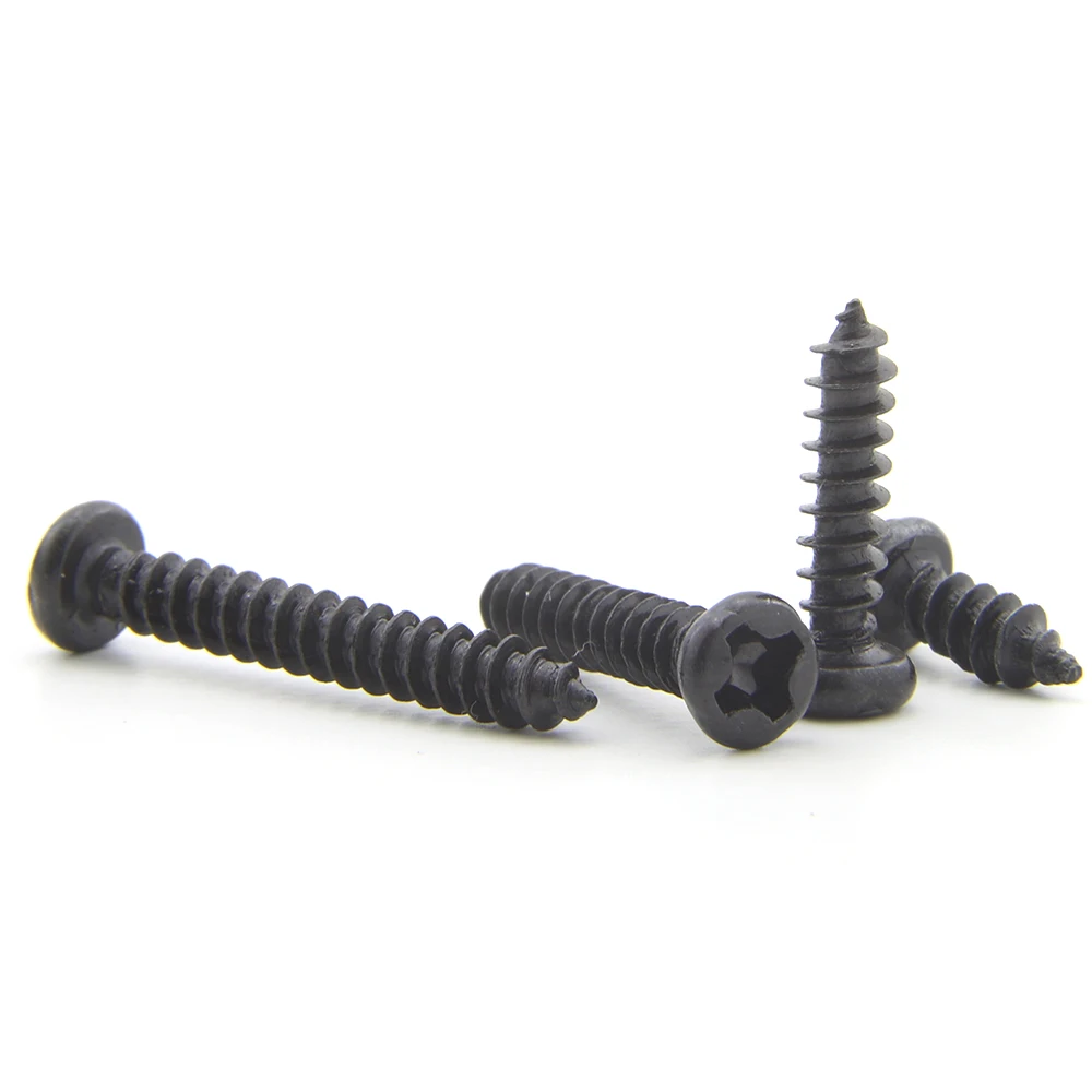 Cross Round Head Micro Small Screws Self Tapping Screws Black Carbon Steel M1 M2 M3 M4 M5 M6 Phillips Pan Head Electronic Screws