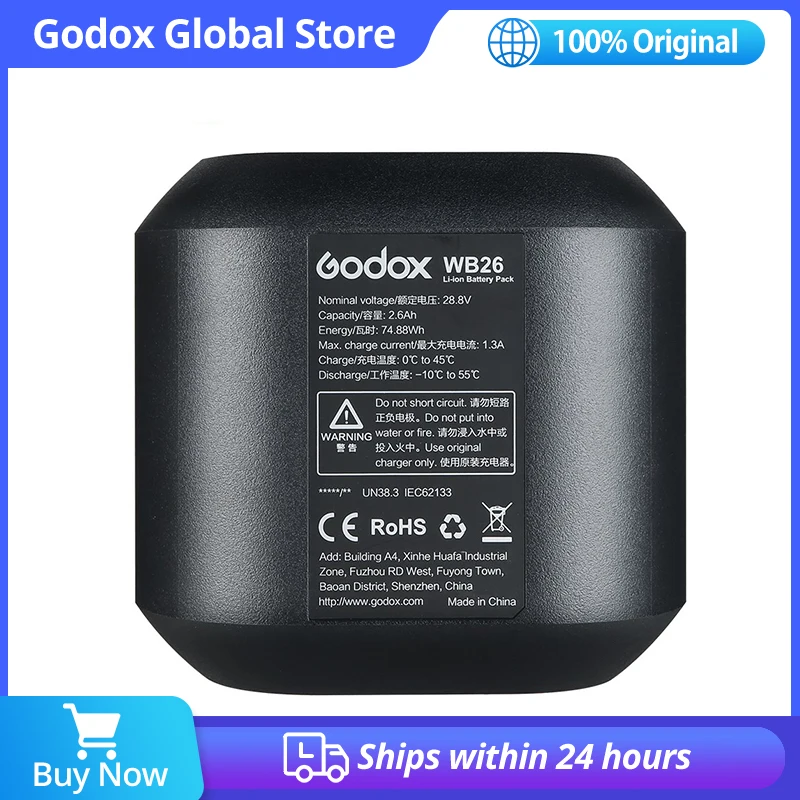 Batería de litio Godox WB26 2.6Ah AD600PRO para AD600PRO AD600 PRO