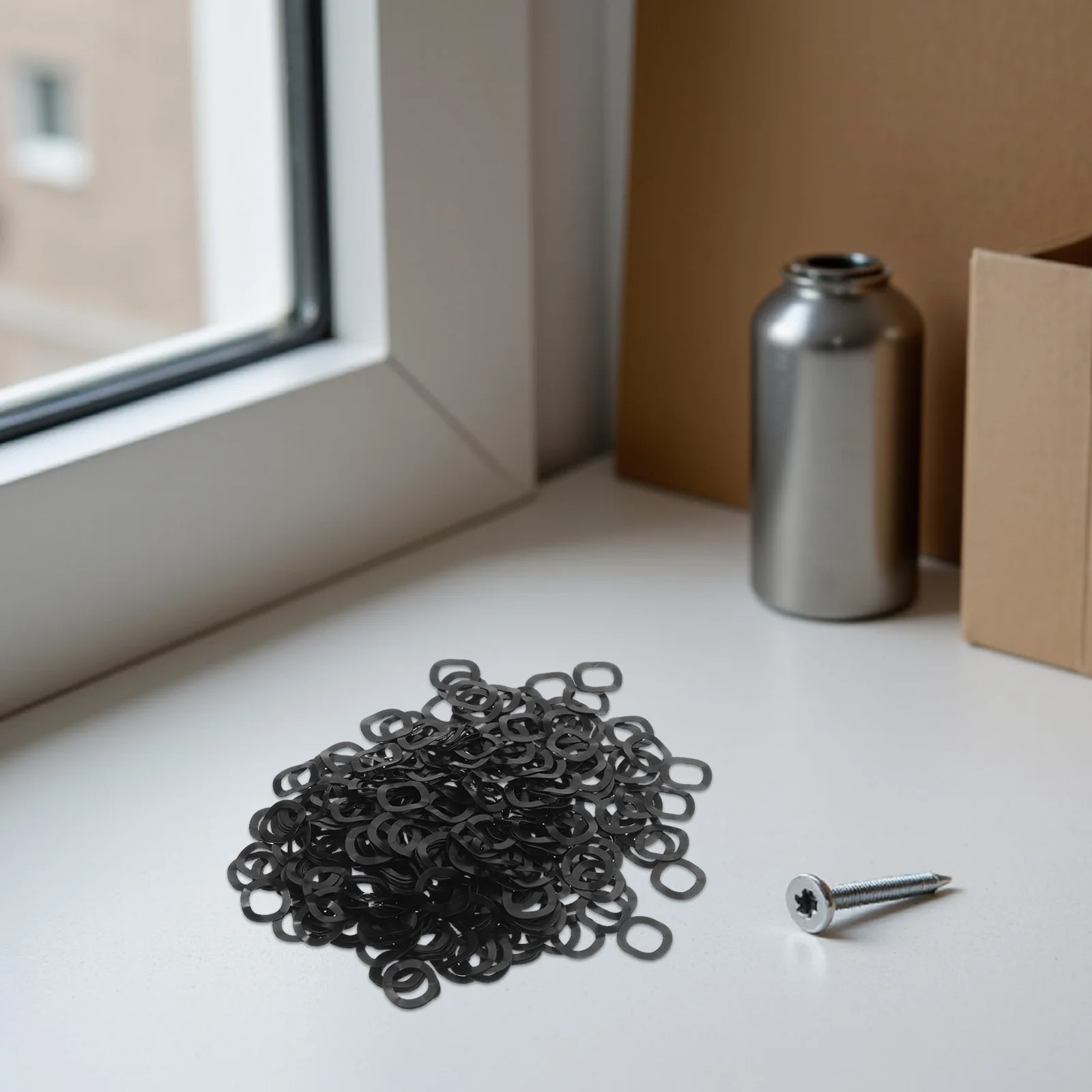 

1000Pcs Triple Wavy Spring Washer Black Manganese Steel Compression Wave Washer for Screw Bolt Motor