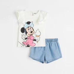 Disney 2Pcs Summer Baby Girl Clothees Sets Infant Girl Clothing Kids Holiday Clothes Kids Clothes Suit