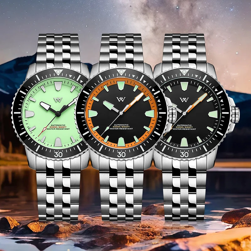 WM Watch NH35 Automatic Mechanical Watch 200M Water Resistant AR Coated Sapphire Crystal Welly Merck Watches For Man WM211