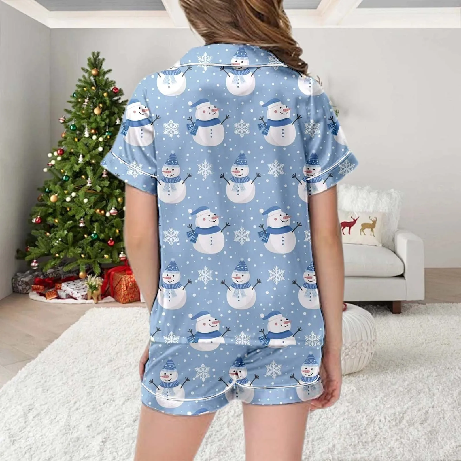 Baby Christmas Pattern Print Pajamas Sets Pattern Shirt Shorts Pajama For Kids Children Short Sleeve Button 2Pcs Girl Loungewear