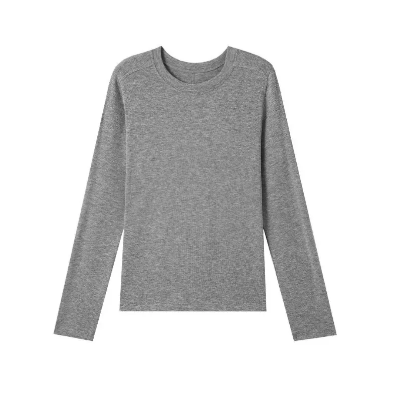 Women Crew Neck Long Sleeve Knit Top Wool Blend Soft Drapey Basic Layering Shirt image 3