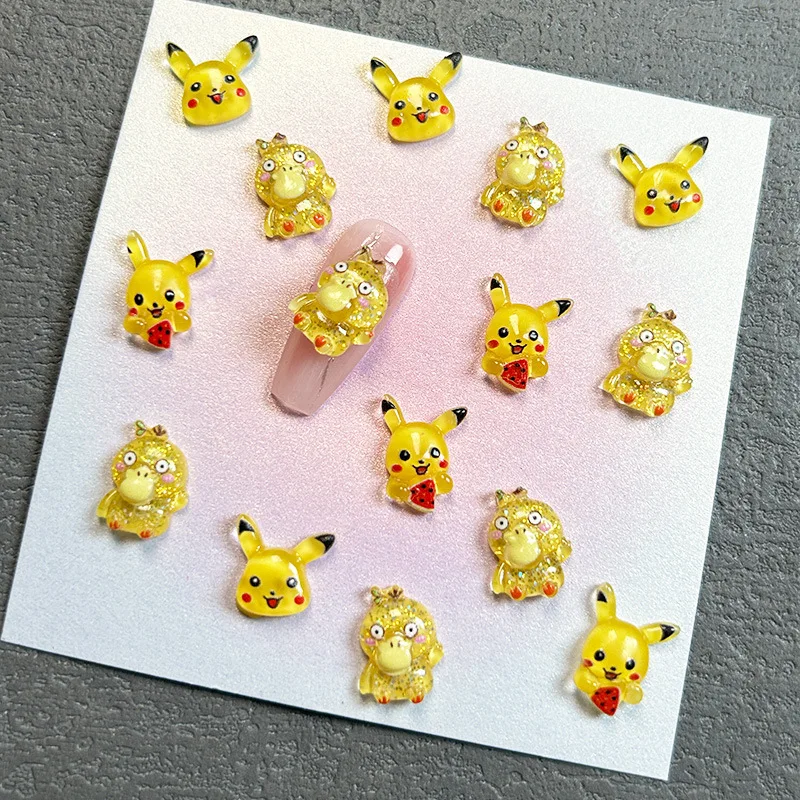 50 Piezas de Accesorios de Uñas con Dibujos Animados de Pokémon, Diamantes de Uñas con Personajes de Anime, Accesorios para Manualidades