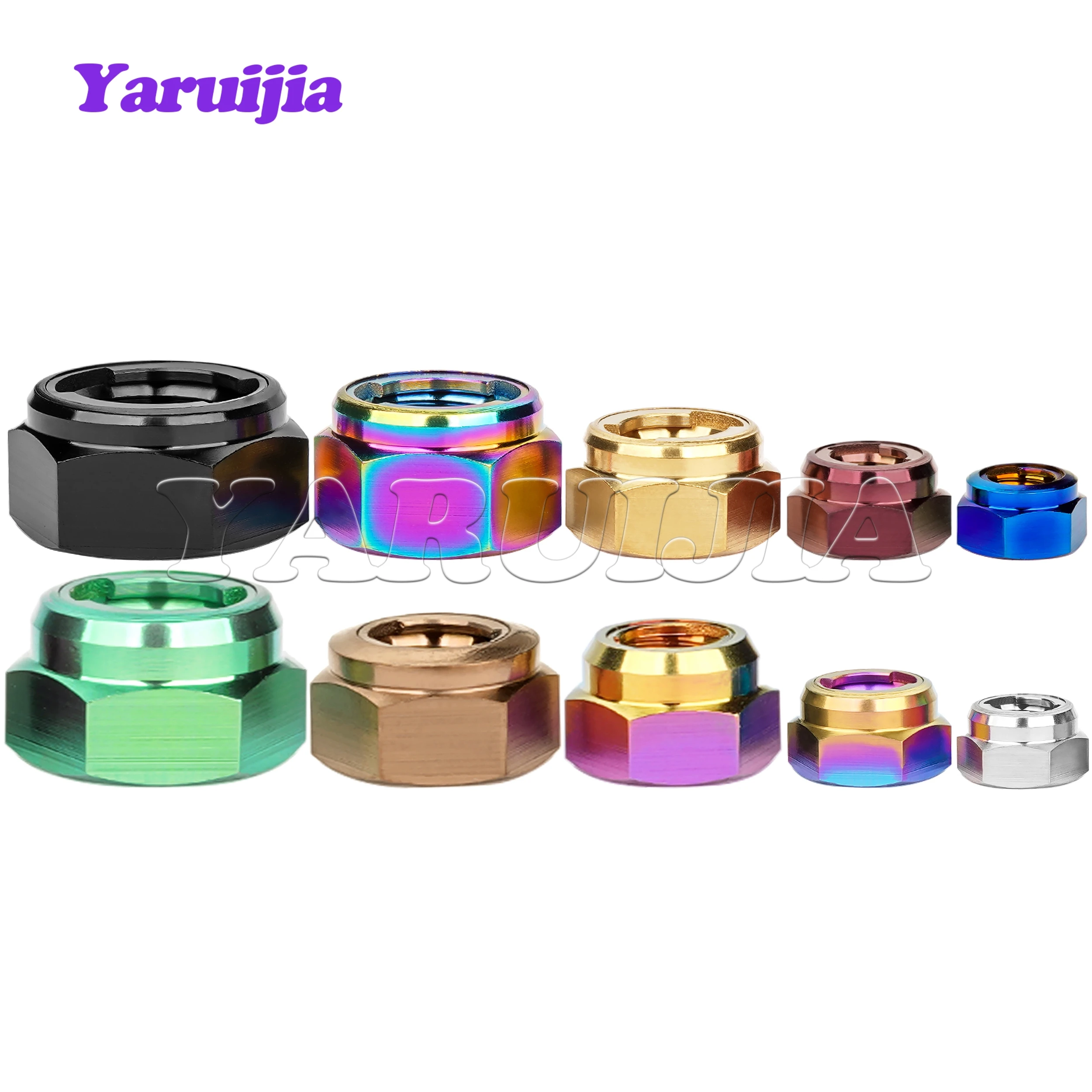 Yaruijia Titanium Alloy Nuts M4 M5 M6 M8 M10 M12 Hex Lock Nuts for Motorcycle and Car Modifications