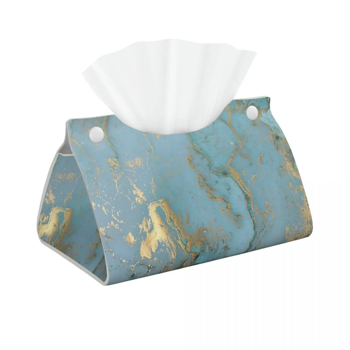 Custom Abstract Marble Pattern Tissue Box Cover for Bathroom Toilet Modern PU Leather Rectangular Facial Tissue Box Holder