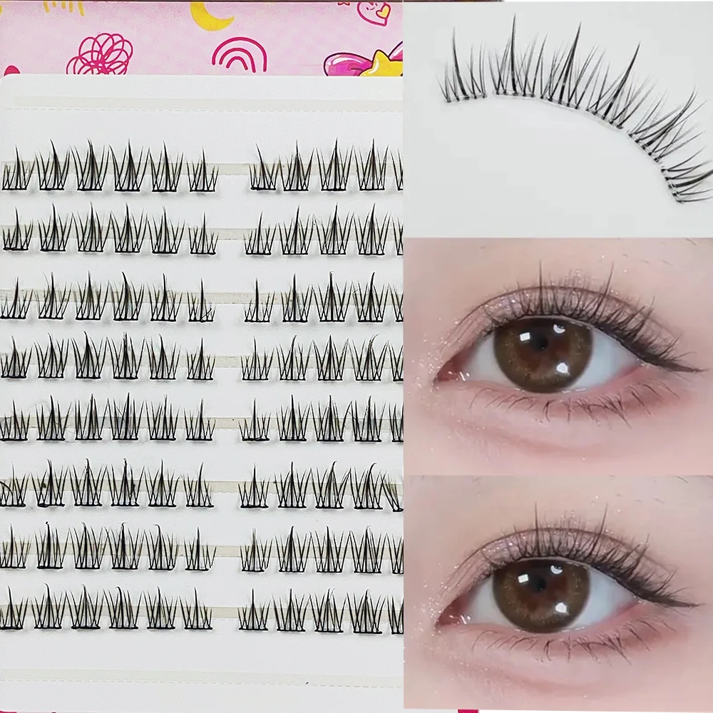 96 clusters of sunflower natural false eyelashes - 8 rows of large capacity, glue-free/non-stick design