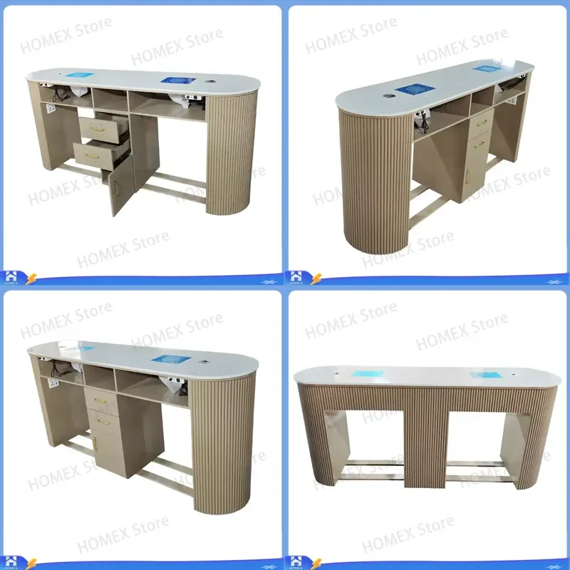 Modern Double Seat Manicure Table Nail Salon Furniture High Quality Materials New Design Hot Selling Beauty Station Desk