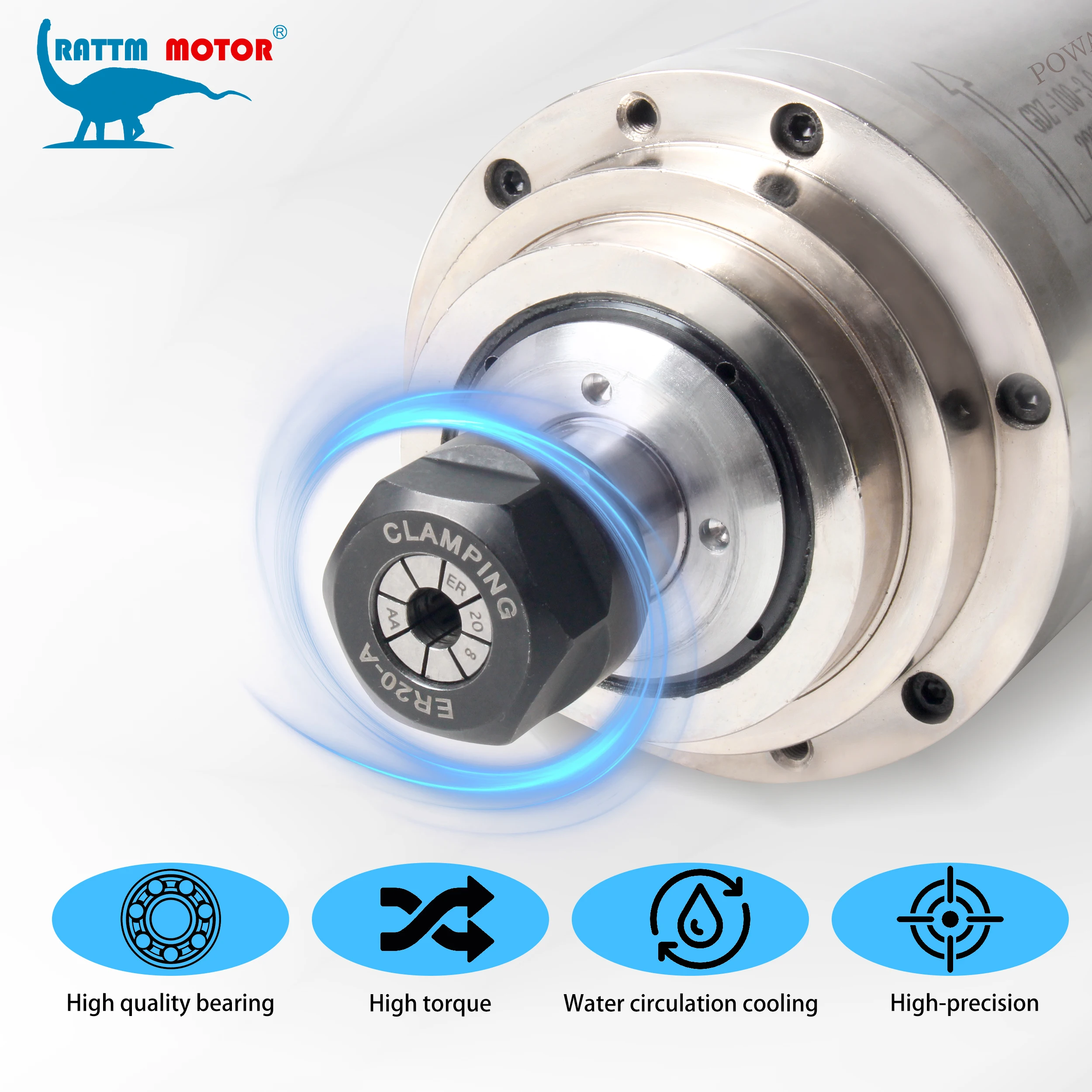 POWACE GDZ-100-3.0 3KW ER20 Water Cooling Cooled CNC Spindle Motor For Woodworking Lathe