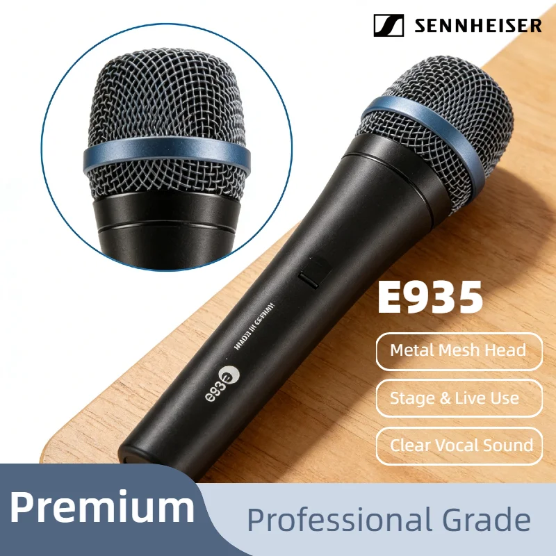 Micrófono Dinámico Sennheiser E935, Micrófono Vocal Cardioide de Mano, Profesional para Escenarios en Vivo, Karaoke, Grabación en Estudio