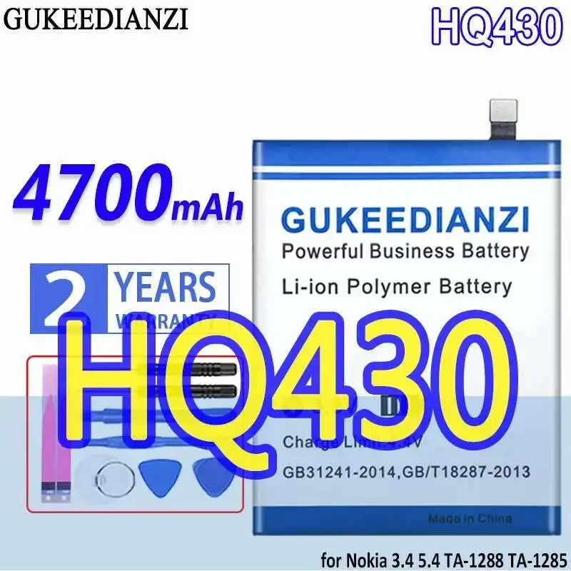 

High Capacity GUKEEDIANZI Battery HQ430 4700mAh for Nokia 3.4 5.4 TA-1288 TA-1285 TA-1283 TA-1333 TA-1340 TA-1337 TA-1328