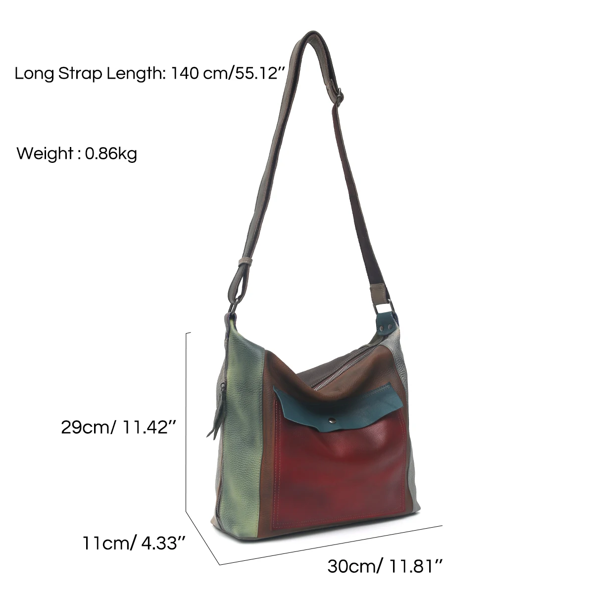 Casual Street Style Painted Color Quality Genuine Leather Shoulder Bag Women Multi Pockets Large Capacity Retro Crossbody Travel