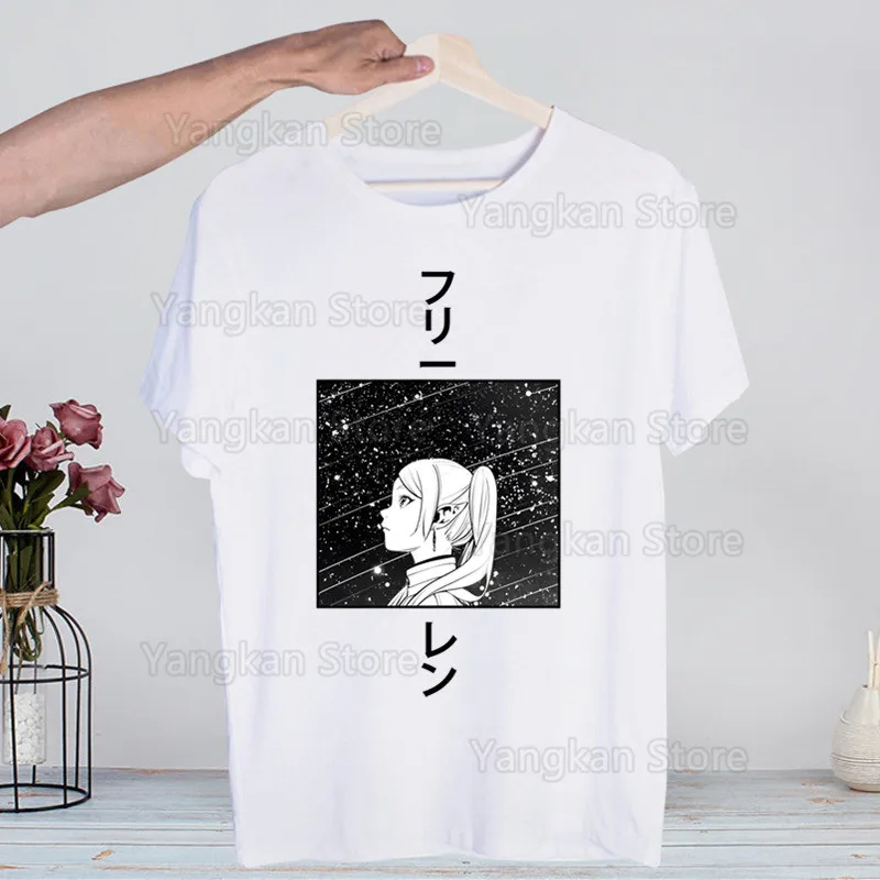 

Frieren Beyond Journey's End Harajaku Mens Clothing Summer Streetwear Casual Loose Print Tee Short Sleeve Tops