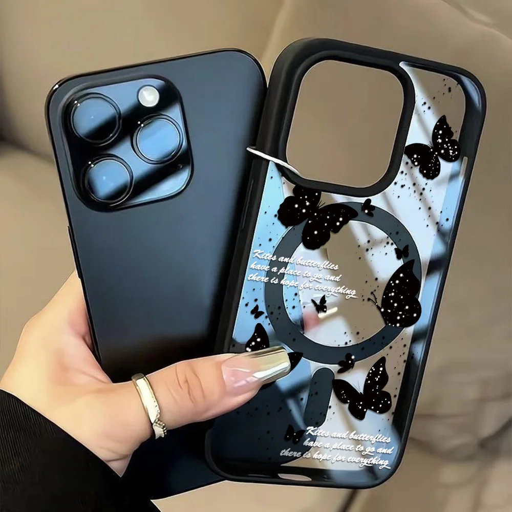 표범 무늬 블랙 투명 폰 케이스 아이폰 16 17 15 13 14 11 12 프로 맥스 에어 아크릴 충격 방지 커버 마그네틱