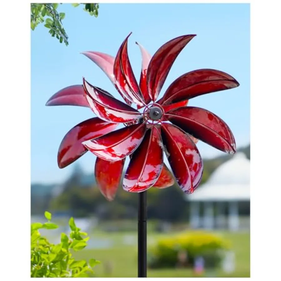 

Wind Spinners Outdoor - Red Metal Windmill with Stake for Yard and Garden, Kinetic Wind Sculptures and Spinners, Gift Decor Ide