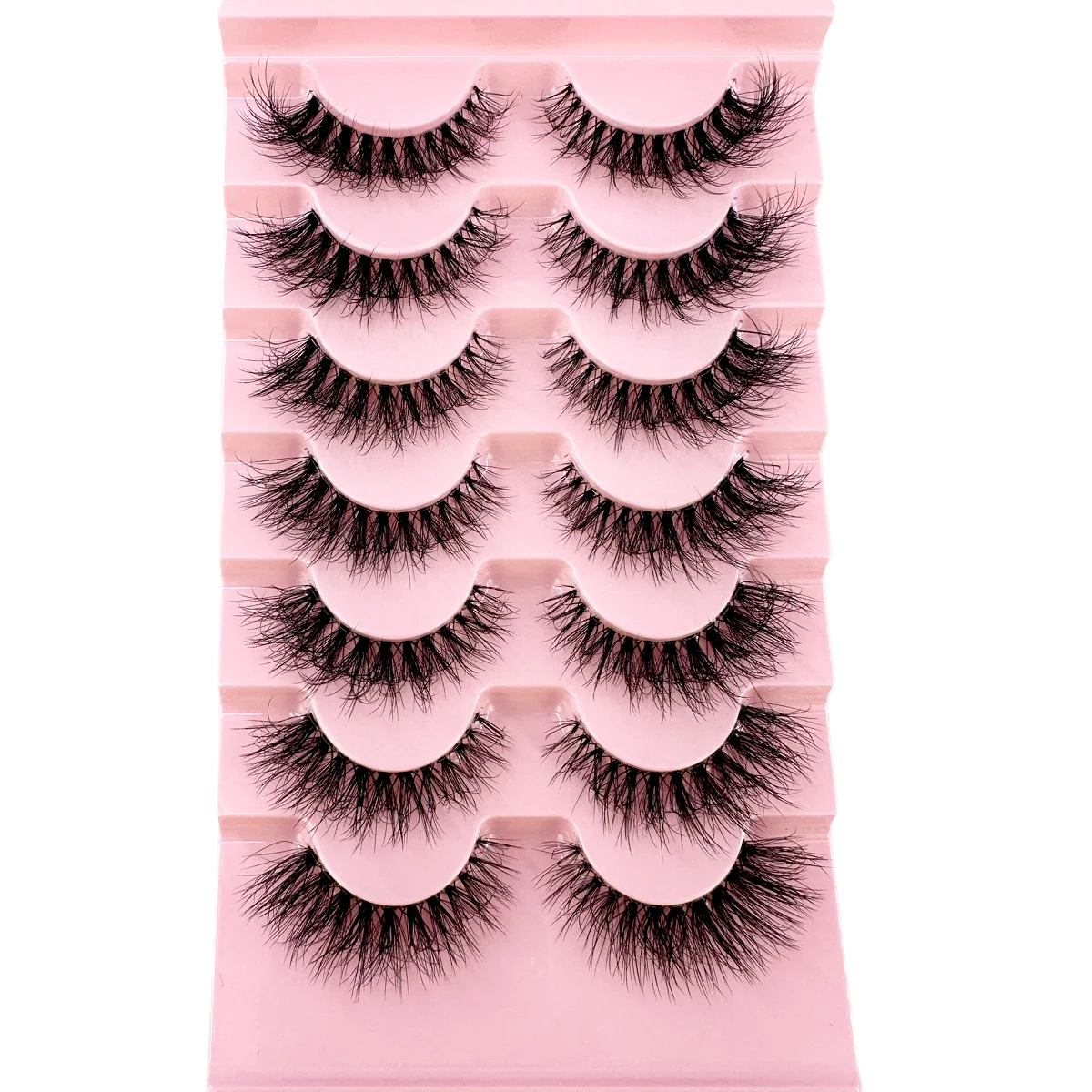 7Pairs Cat Eye Lashes Transparent 3D Mink Eyelashes Natural Clear False Eye Lashes Soft Invisible Eyelash Wispy Makeup Faux Cils