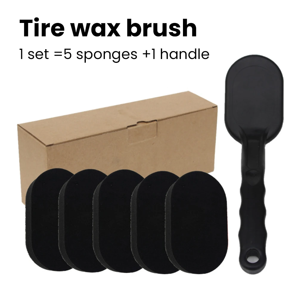 Car Tire Shine Applicator Tire Dressing Waxing Sponge Brush with Curved Handle for Auto Detailing Easy to Use Tire Cleaning Tool