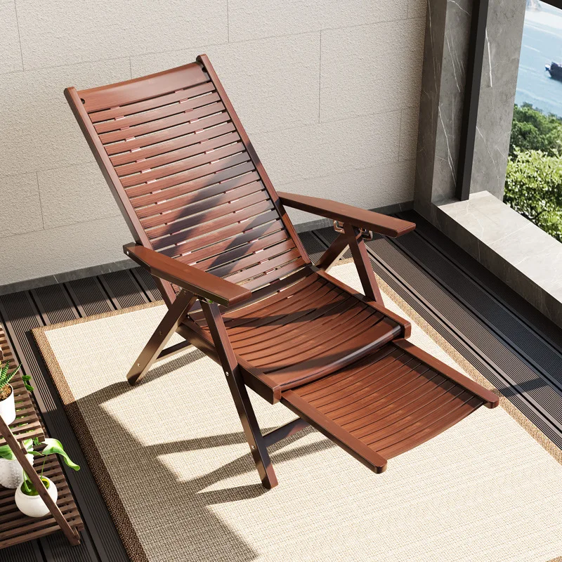 Retractable bamboo recliner, lunch break folding chair, summer bench can sit, reclining home balcony chair, leisure chair