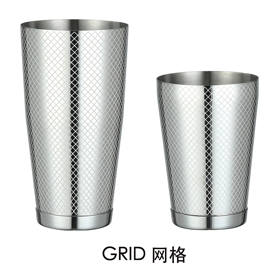 Boston Cocktail Shaker With Etched Pattern Bar Cocktail Shaker Tin Set - 800ml & 500ml