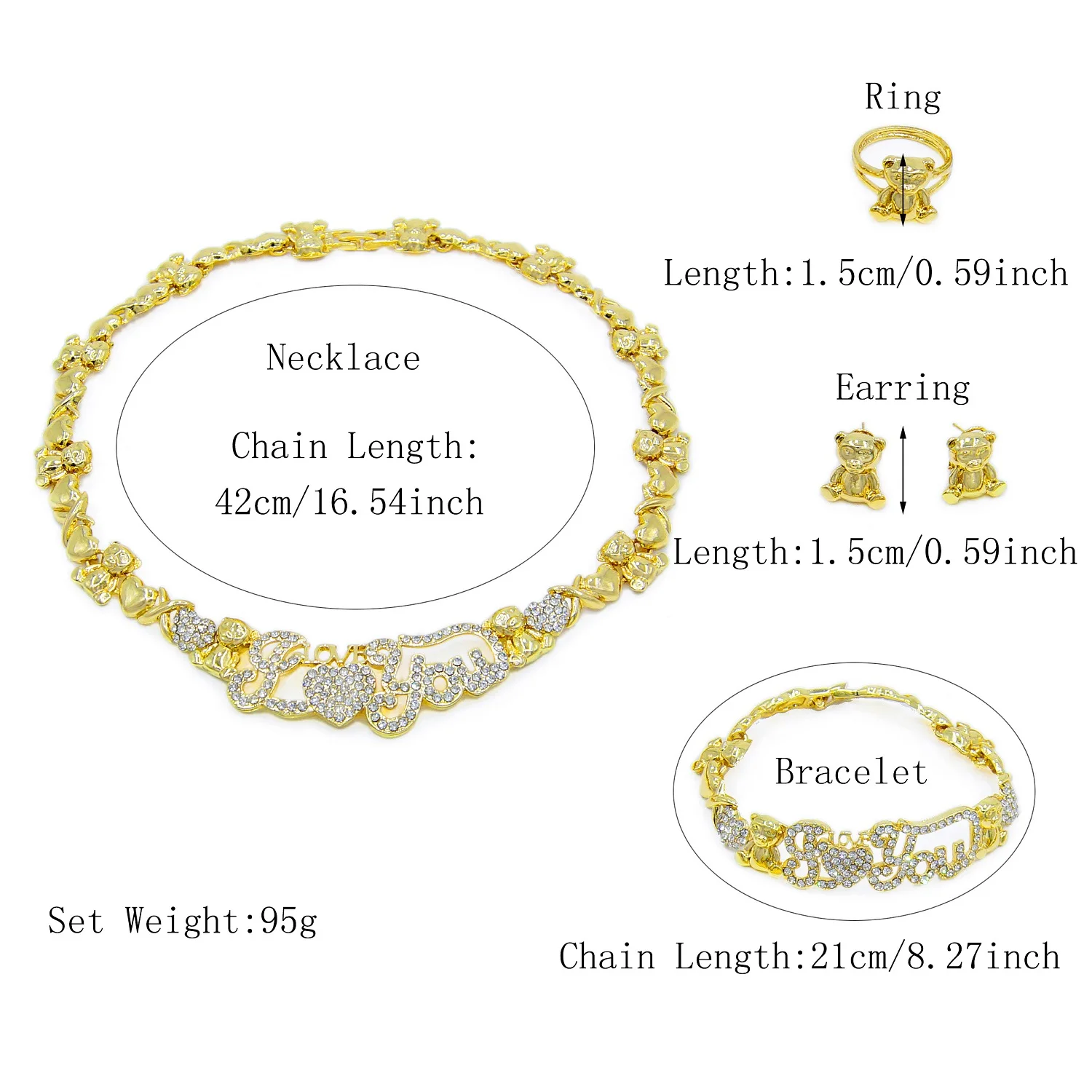 Simple and exquisite jewelry set, suitable for weddings and daily gatherings, free shipping in gold color