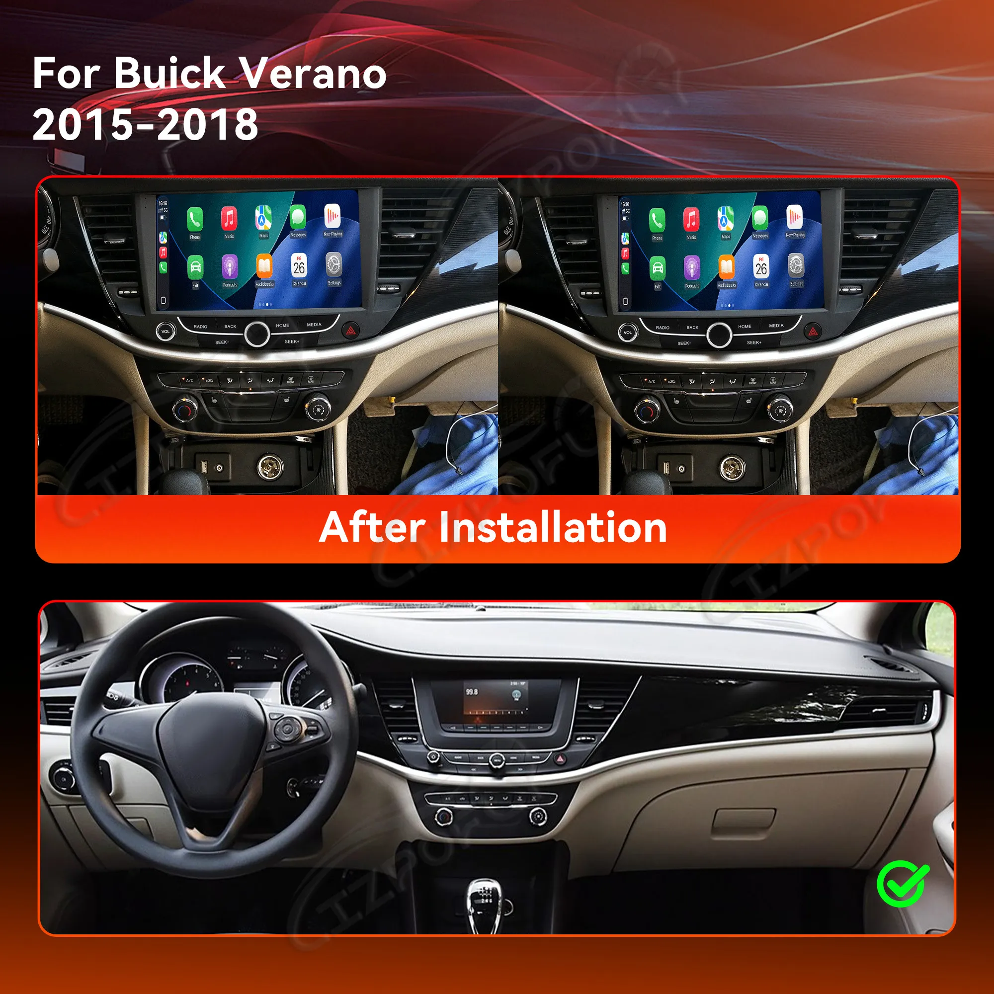 Lizpofly 9-inch Android 14 stereo receiver For Buick Verano car multimedia 2015-2018 GPS radio player