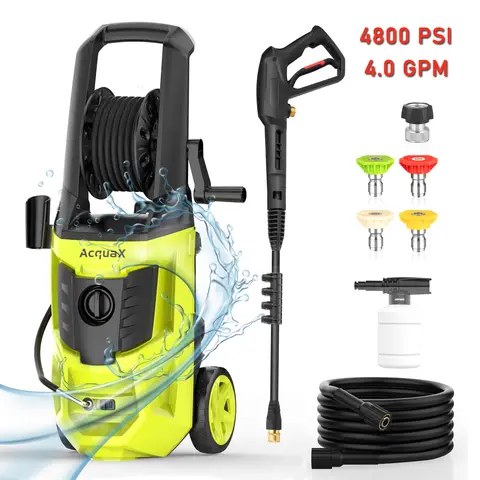 Lavadora a presión eléctrica 4800PSI-Max 4 GPM lavadora eléctrica IPX5 6M mangueras de alta presión limpias para coche, patio, suelo