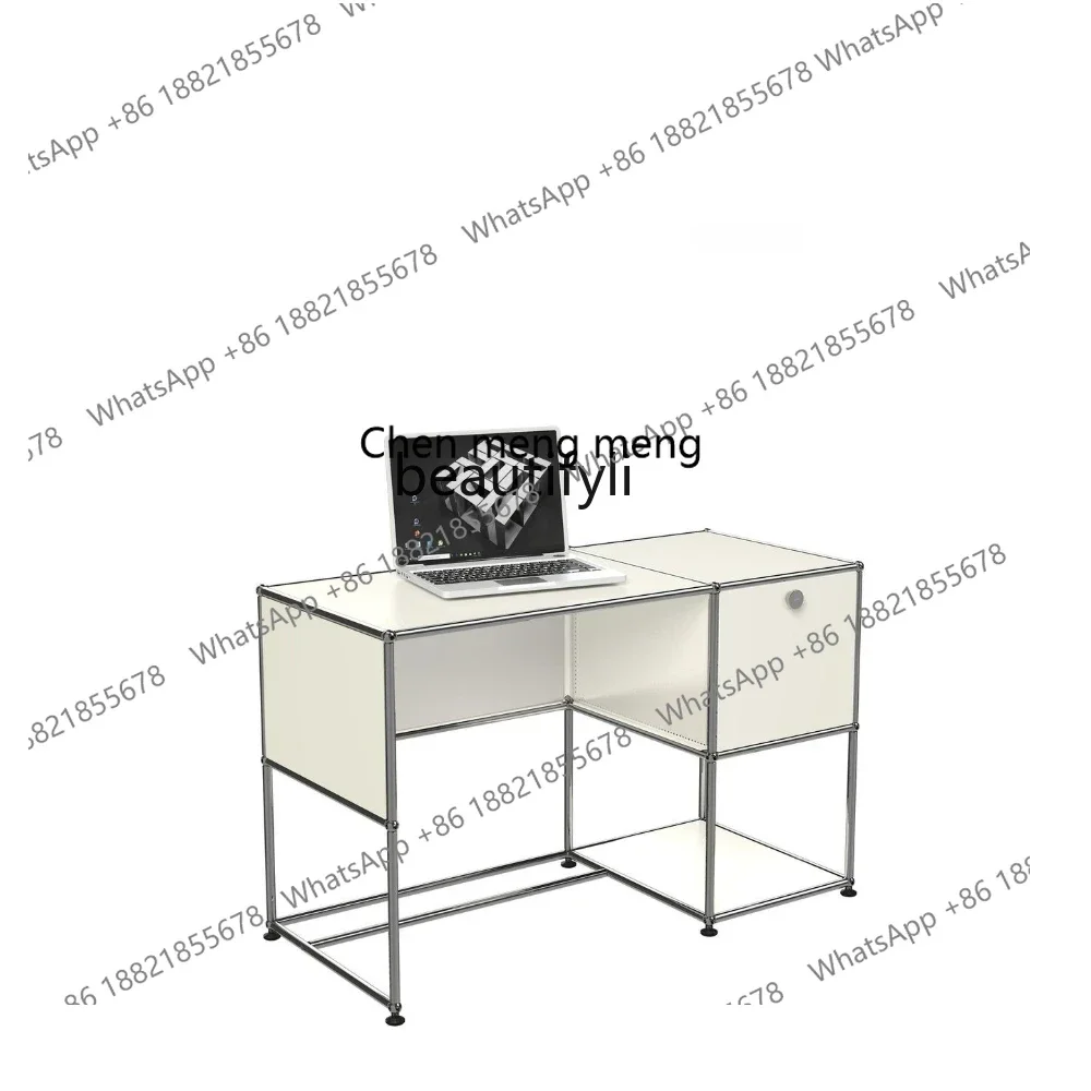 

new styleMiddle-Ancient Module Cabinet Combination Stainless Steel Computer Desk Simple Modern Light Luxury Studio Desk ss 7304