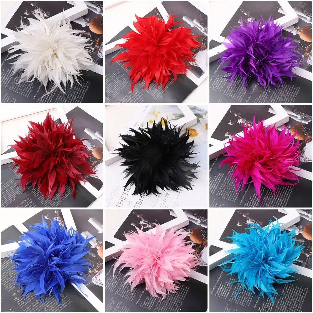 Vintage 18-20cm Large Feather Flower DIY Handmade Artificial Flower Brooch Feather Feather Corsage Brooches Anniversary
