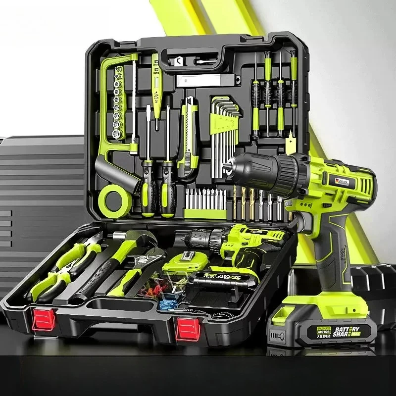 Rechargeable Electric Drill Set Multi Functional Cordless Driver Kit for Hardware Woodworking Electrician