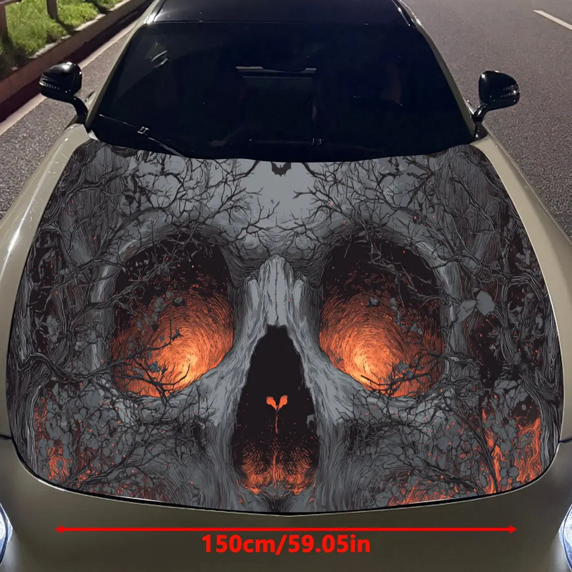 Vine-Entwined Skeleton Horror Style Car Hood Vinyl Stickers Car Surface Protection Decal Car Decoration Cover Vinyl Wraps Waterp